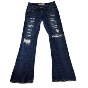 LEVI'S 504 Slouch Flared Low Rise Stretch Blue Denim Jeans Women's 3 M 28x30